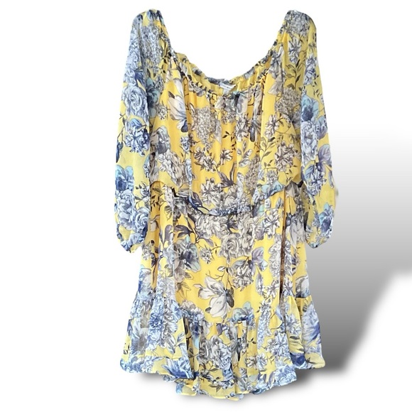 Tommy Hilfiger Yellow and Blue Humming Bird Floral Dress - Picture 4 of 9